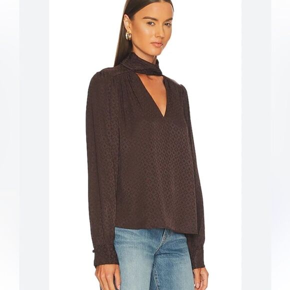 Janelle Mock Neck Cutout Top in Chocolate JONATHAN SIMKHAI STANDARD NWT XS - Picture 2 of 9